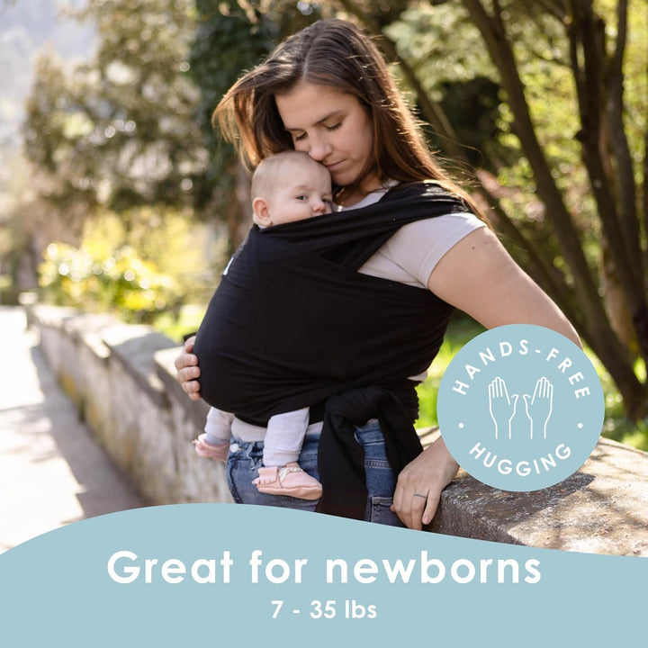 Stretchy Ergonomic Baby Carrier Sling for Newborns to Toddlers - Hands-Free Lightweight Baby Wrap 7-35 lbs (Sable Black)