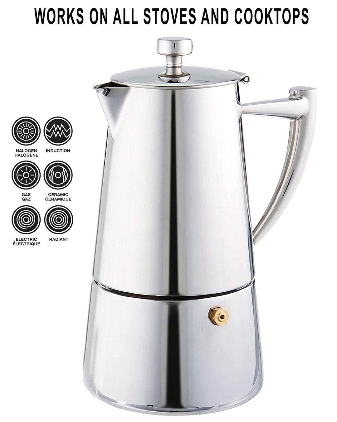 Roma 4-cup Stainless Steel Stovetop Moka Espresso Maker