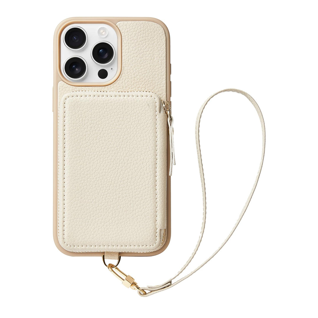 for iPhone 13 ProMax Wallet Case with Wrist Strap, Zipper Phone Case with RFID Blocking Card Holder Leather Purse Case for Women Cover for iPhone 13 Pro Max 6.7(2021)- Rose Gold