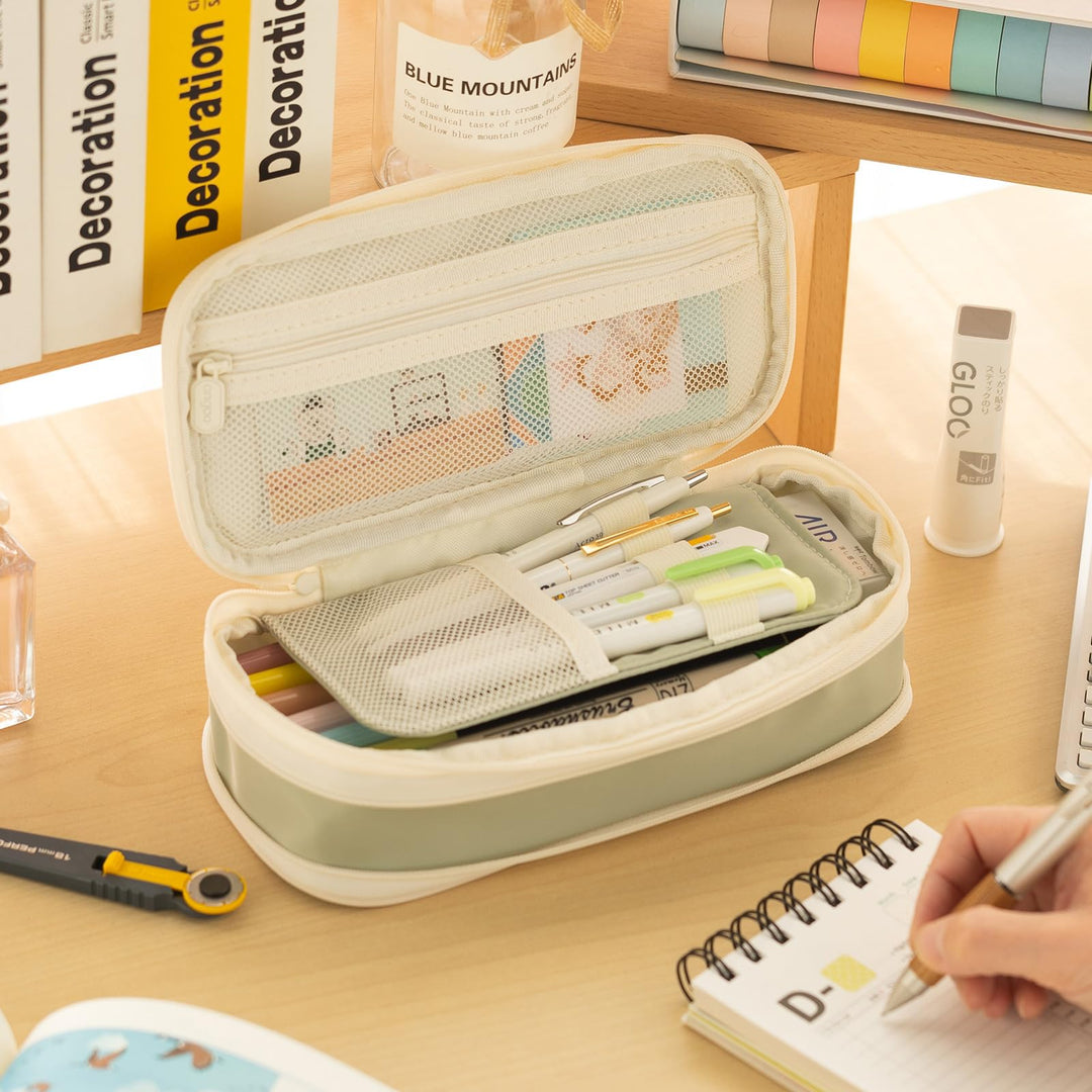 Big Capacity Pencil Case Large Pencil Pouch Stationery Pen Bag for Teen Girls-Green