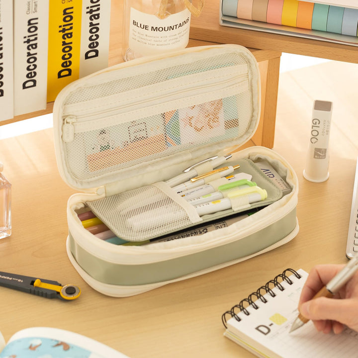 Big Capacity Pencil Case Large Pencil Pouch Stationery Pen Bag for Teen Girls-Green