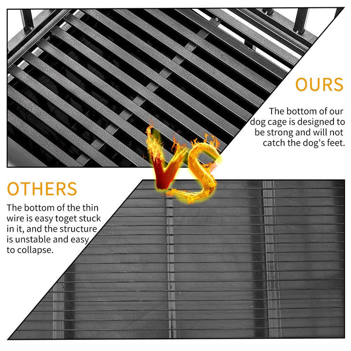 Heavy Duty Dog Cage Metal Kennel and Crate for Medium and Large Dogs, Pet Playpen with Four Wheels,Easy to Install,46 inch,Black … …