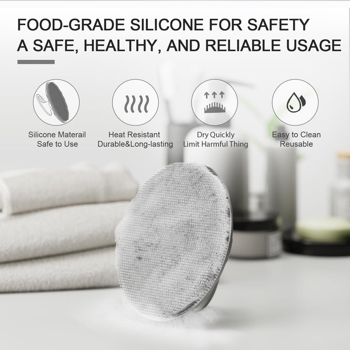 Silicone Body Scrubber Shower Bath Wash Brush Gentle Exfoliating Scrub Cleansing Loofah for Women Men Baby Sensitive Skin, Easy to Clean, Lather Nicely, More Hygienic, 1 Pack, Gray