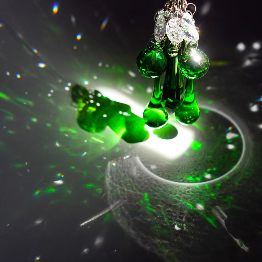 H&D Green Crystal Teardrop Crystal Ball Chandelier Prisms Pendants Suncatcher Hanging Galss Crystal Beads for Wedding Home Office Decoration,20pcs