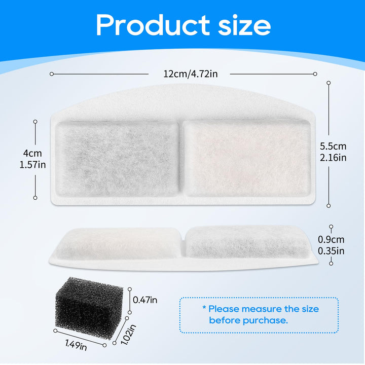 Pet Fountain Filter Replacement, 12 Packs Cat Water Fountain Filter, Pet Fountain Carbon Filters Compatible with 100oz/3L Automatic Pet Fountain