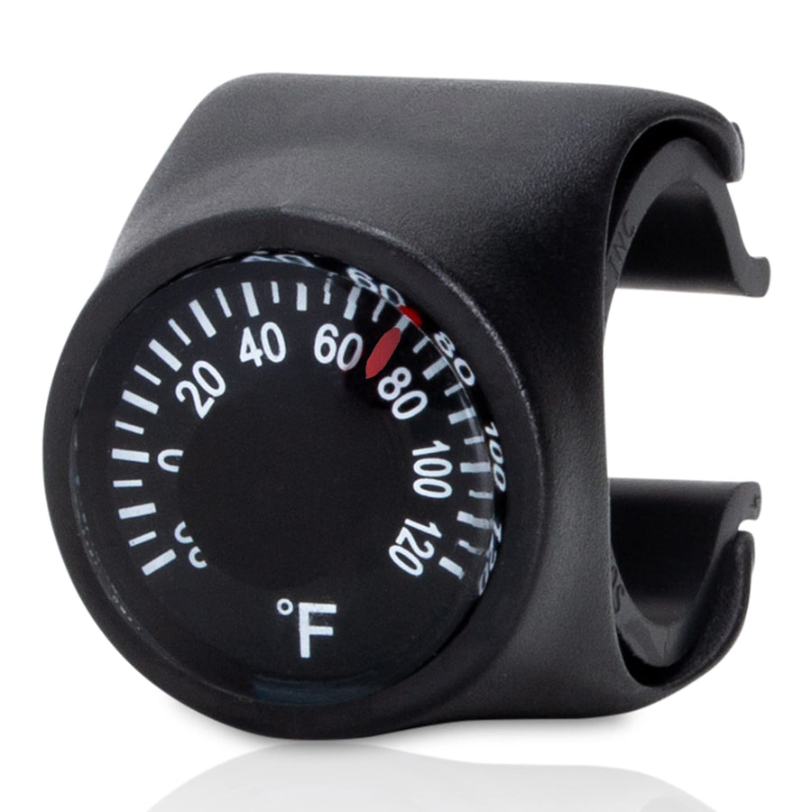 Clip-on Bike Thermometer | Bicycle Handlebar Temperature Gauge and Cycling Accessory | Rugged Handle Bar Thermometer for Bikes, Motorcycle, ATV, or Snowmobile
