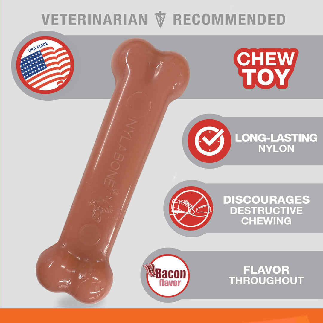 Original Bone Power Chew Toy for Dogs, Durable Dog Toys for Aggressive Chewers, Basted Blast Bacon & Chicken Flavor, Medium - Up to 35 lbs, 2 Pack