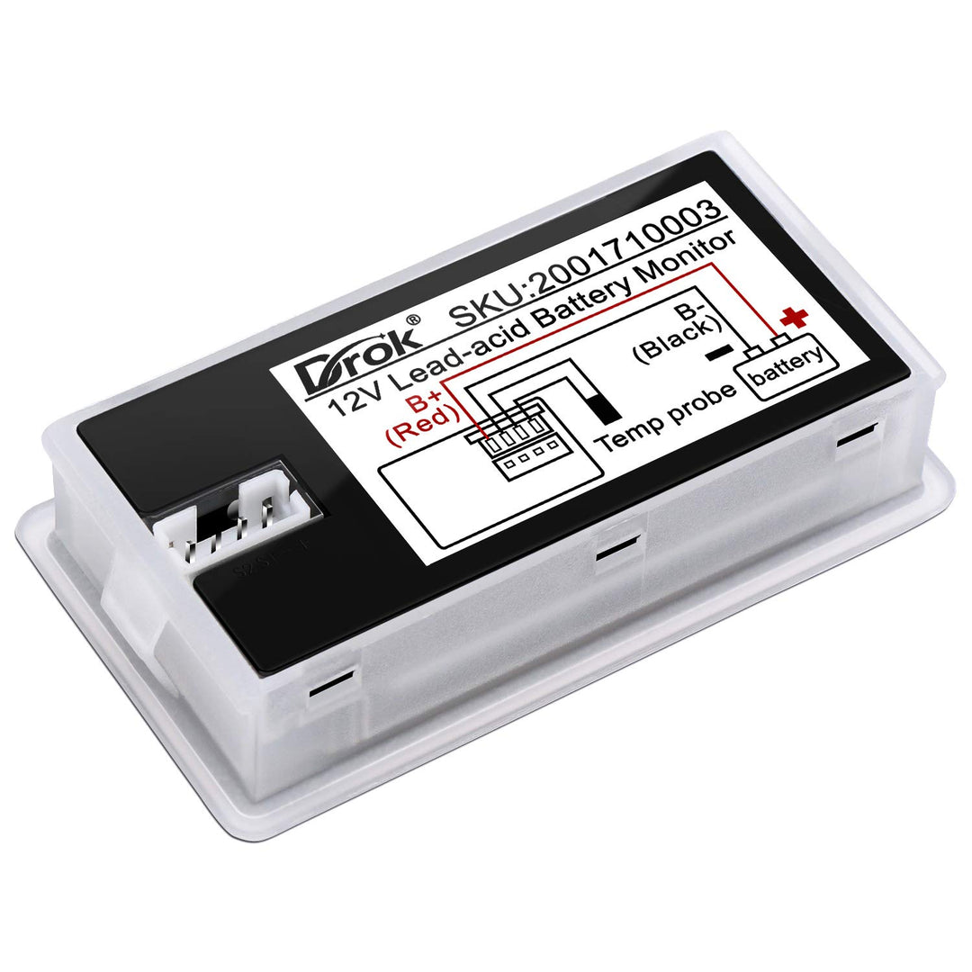 12V Battery Monitor, Digital Battery Capacity Tester, Percentage Level Voltage Temperature Switch Meter Gauge 12V LCD Display Marine RV Battery Power Indicator Panel