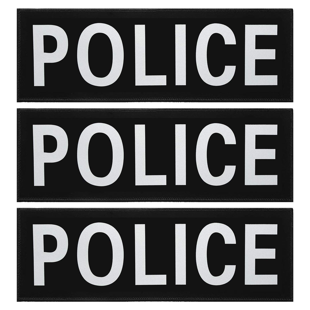 3 Pieces Police Patches for Vest 11 x 4 Inches Reflective Ultra Patch Black Police Patch Back Panel Police Patches for Police Vest Jacket Back Panel (28 x 10 cm/ 11 x 4 Inch)