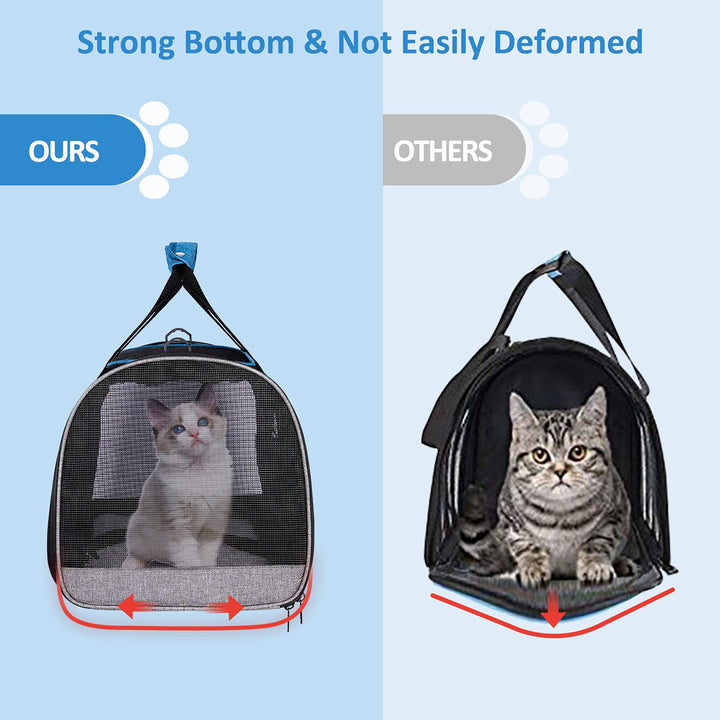 Cat Carrier for Large Cats 20 lbs,Medium Pet Under 25 lbs,2 Puppy and Small Dogs with Unique Side Bag,Top Load Pet Carrier Soft-Sided Escape Proof with 4 Ventilated Windows