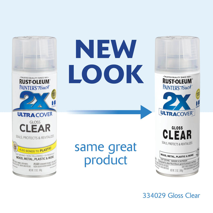 334029 Painter's Touch 2X Ultra Cover Spray Paint, 12 oz, Gloss Clear