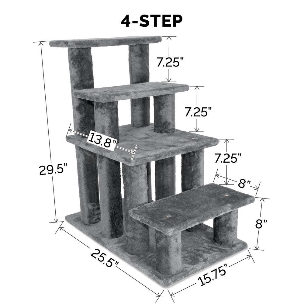 Steady Paws Multi-Step Pet Stairs for High Beds & Sofas - Gray, 4-Step