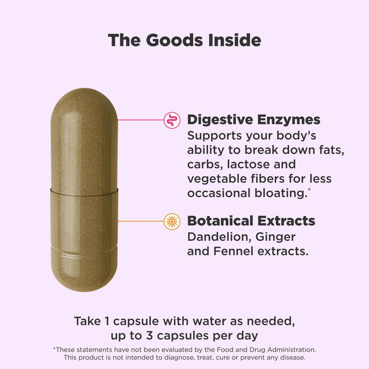Beat The Bloat Capsules, Digestive Support Enzymes, Supplement for Women - 25 Count