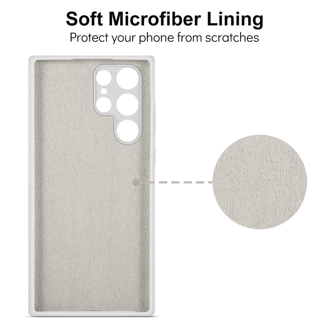 Compatible with Samsung Galaxy S22 Ultra Case Liquid Silicone, Skin Touch Gel Rubber Case with Soft Microfiber Lining, Cute Slim Full Camera Protection Cover, White
