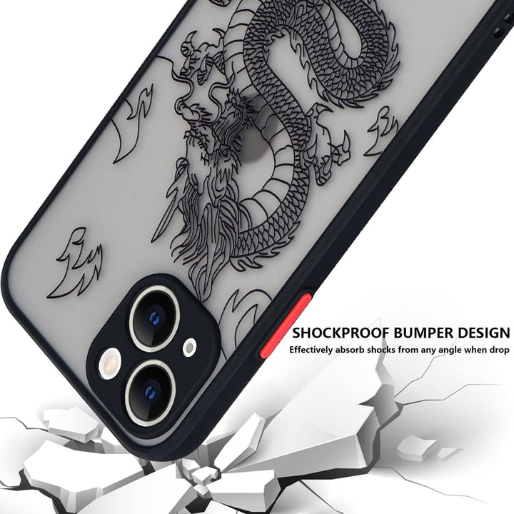 Compatible with iPhone 13 Case Fashion Cool Dragon Animal 3D Pattern Design Frosted PC Back Soft TPU Bumper Shockproof Protective Case Cover for iPhone 13, Black