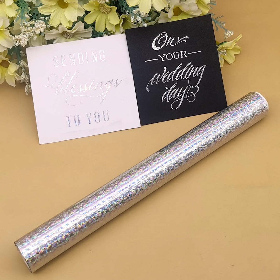 Alinacutle Silver Dots Laser Toner Reactive Foil Roll Metallic Transfer Hot Foil Sheet for Scrapbooking Paper Crafts/Planner/Invitation 7.60IN Width,16.40FT Length,1/PK