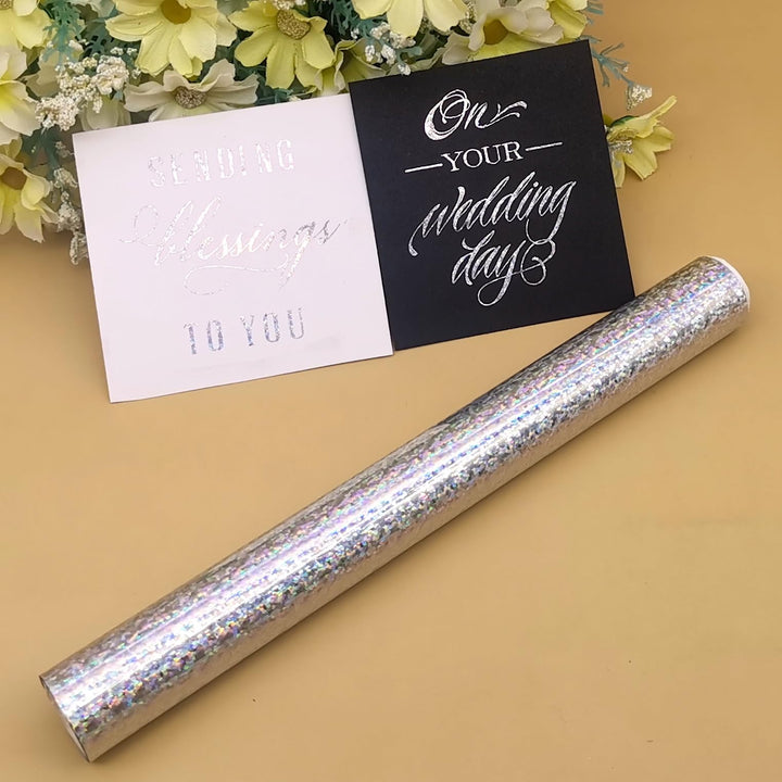 Alinacutle Silver Dots Laser Toner Reactive Foil Roll Metallic Transfer Hot Foil Sheet for Scrapbooking Paper Crafts/Planner/Invitation 7.60IN Width,16.40FT Length,1/PK