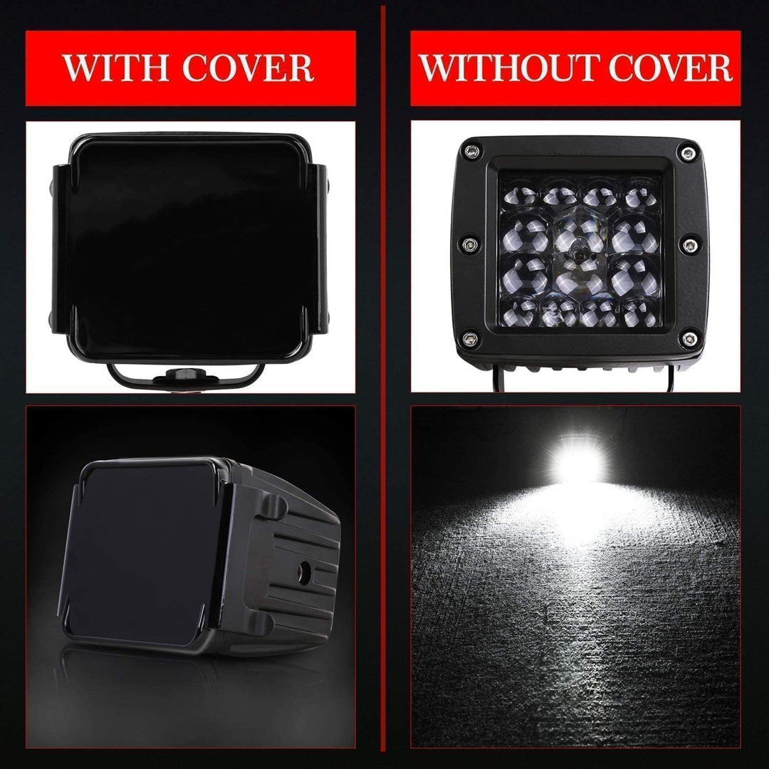 3 Inch LED Pods Covers 2PCS Square LED Cube Lights Black Covers PC Protective Lens 3X3 Pod Light Covers for Ditch Lights Offroad Driving Lights Fog Lights