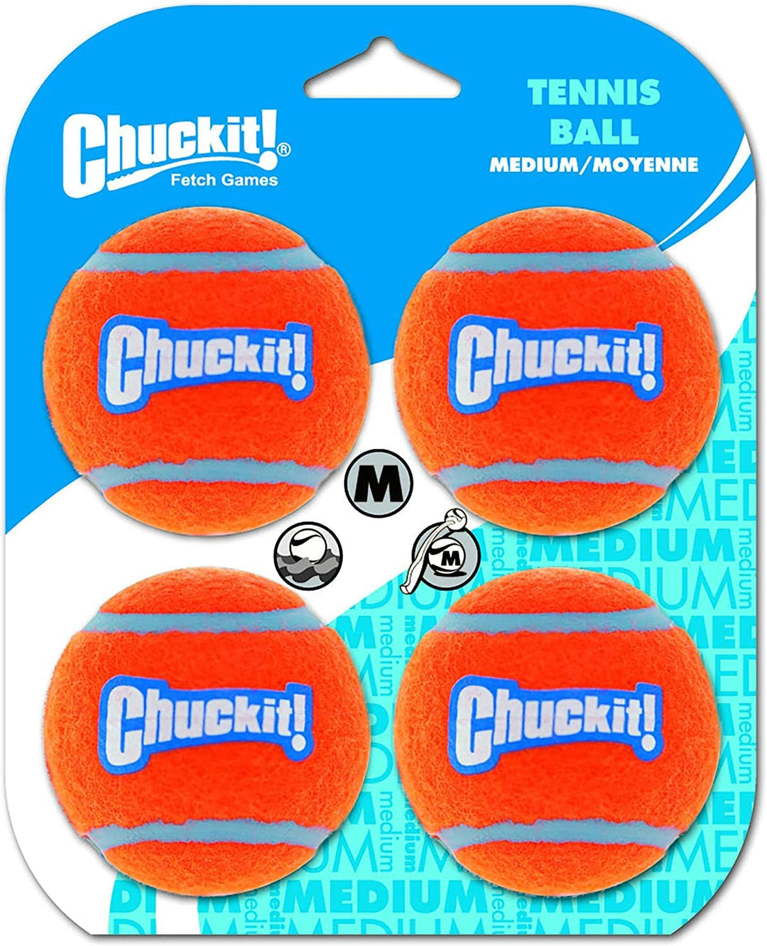 Dog Tennis Ball Dog Toy, Medium (2.5 Inch Diameter) for dogs 20-60 lbs, Pack of 4