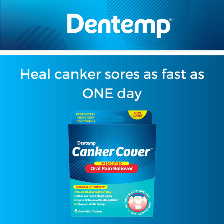 Canker Cover - Canker Sore Medicine Pain Reliever (6 Counts) - Canker Sore Treatment to Relieve Canker Pain, Mouth Sores & Mouth Irritation - Fast Acting Canker Sore Relief Tablets for Adults