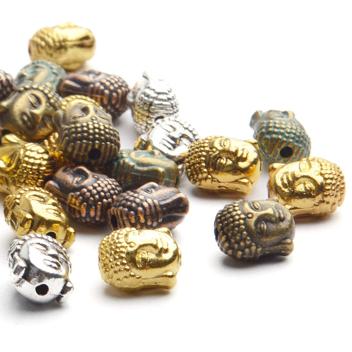 36pcs 6 Colors Buddha Head Beads Tibetan Alloy Charm Connector Beads Loose Spacer Beads for DIY Bracelet Necklace Jewelry Making and Crafting