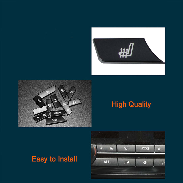 Air Conditioning Button Covers 12PCS, A/C Heater Key Caps Switch Cover Replacement Repair Kit for 5 6 7 F10 F01 F12 61319313923
