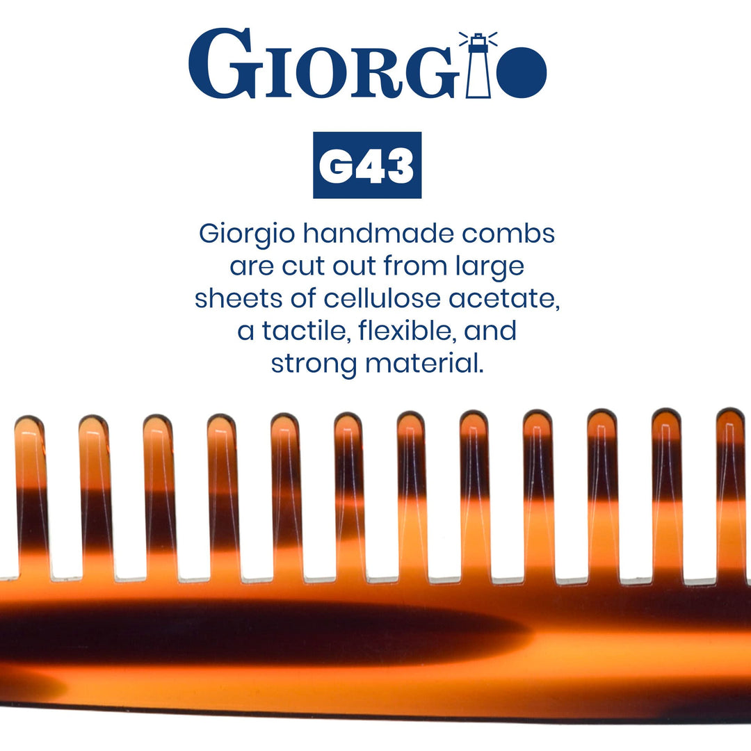 GWL Giorgio Hand Made Flexible Comb 7 1/4 Long Tortoise