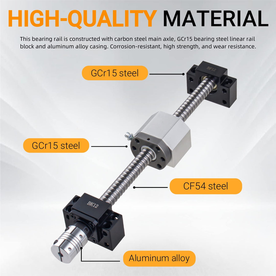 ANWOK Ball Screw SFU1605-400mm-C7 BallScrews with A Ball Nut and Machining Antibacklash for CNC with BK10/BF10 Standard End Machining, Length 15.74 inch/400mm