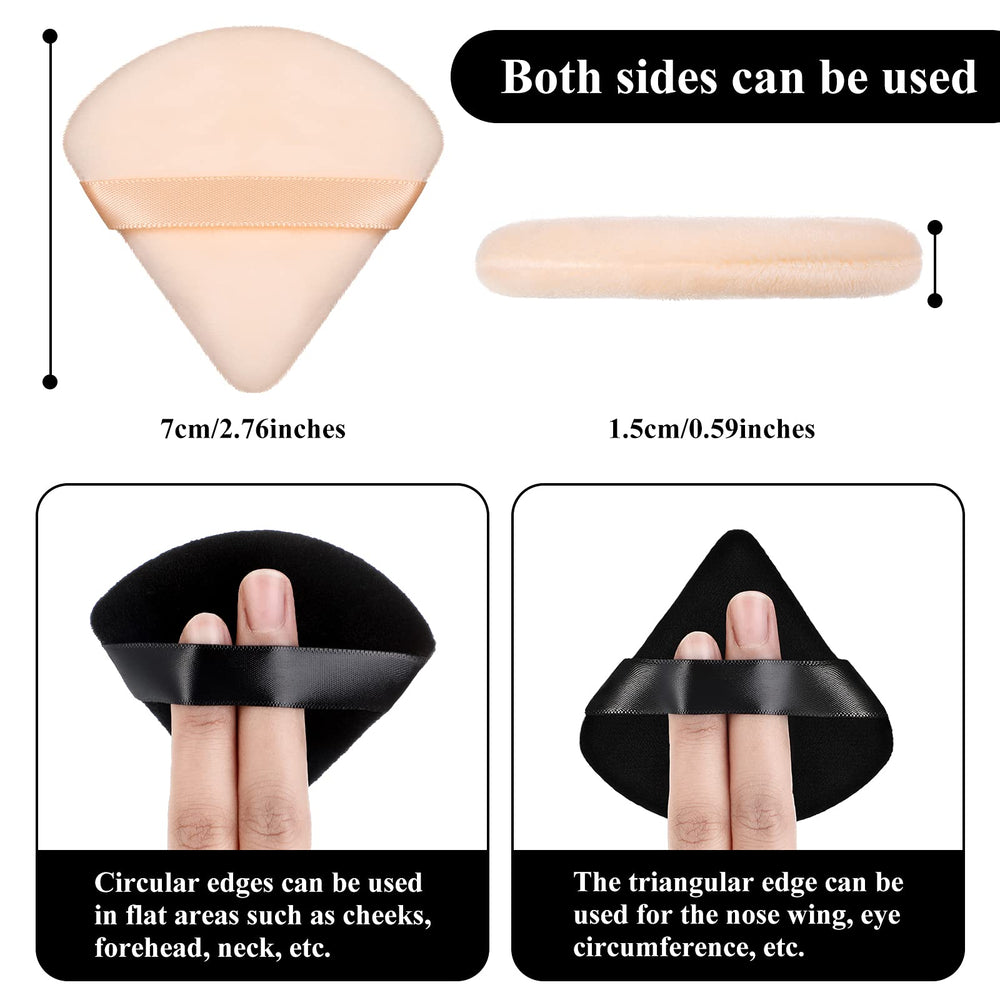 12 Pieces Powder Puff Face Triangle Makeup Puff for Loose Powder Soft Body Cosmetic Foundation Sponge Mineral Powder Wet Dry Makeup Tool (Black, Nude Color)