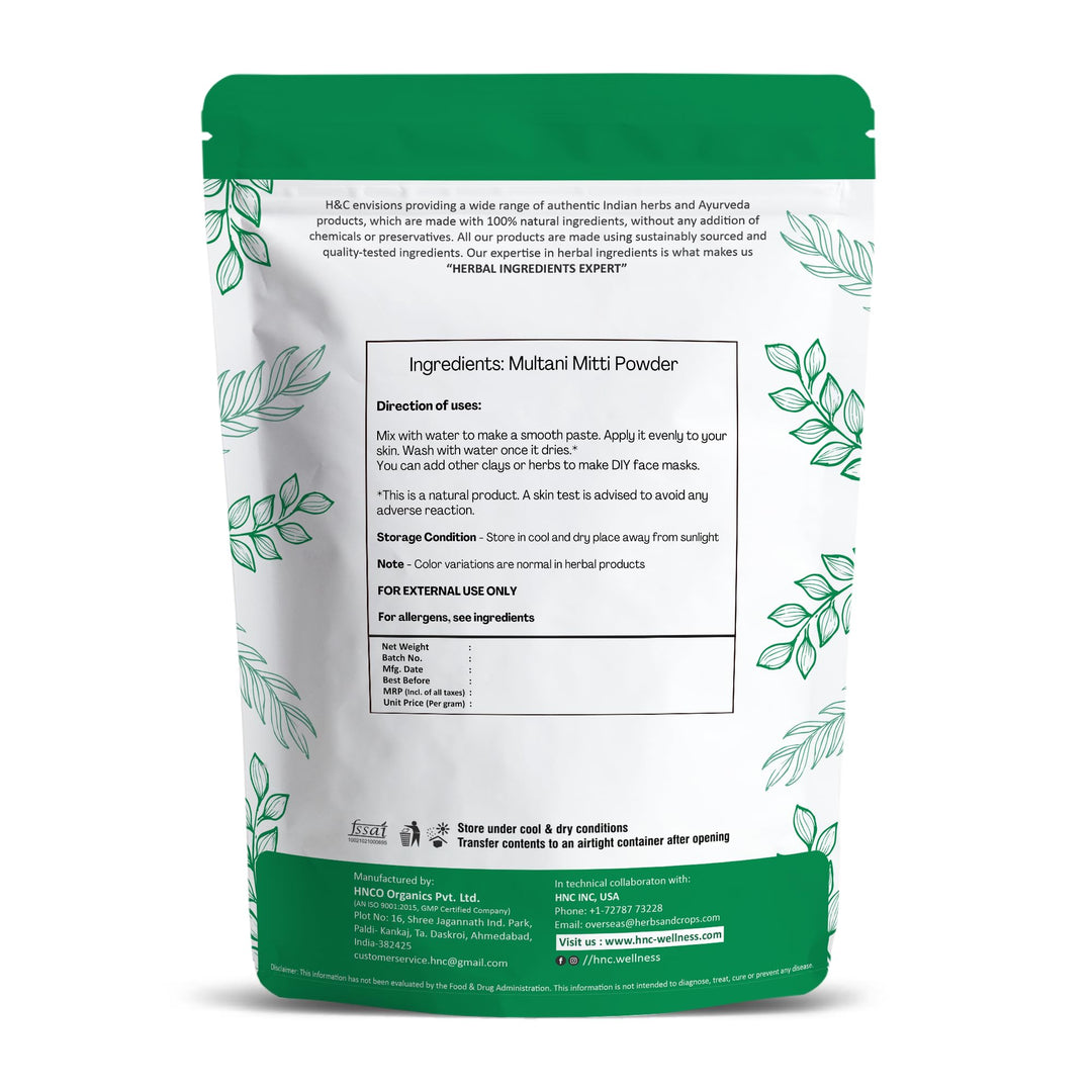 100% Pure Organically Processed Fuller's Earth Clay (Multani Mitti) Bentonite Clay- 1/2 LB - 227 gms - 8 oz