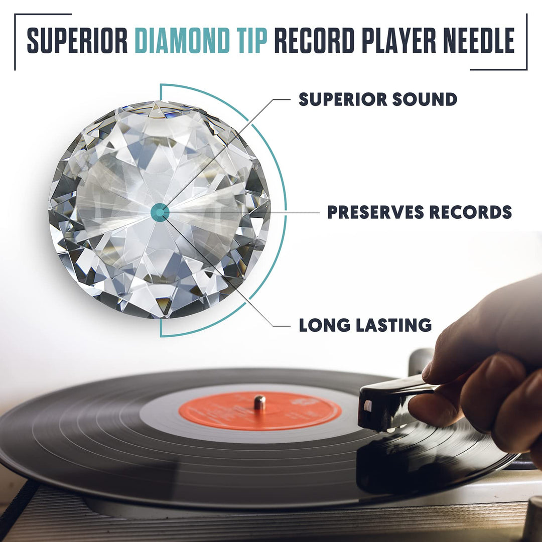 3-Pack - Record Player Needle w/Diamond Tip - Treat Your Ears to Superior Sound Quality - Protect Your Timeless Records - 1000 Hour Life Span Saves You Money - Check Compatibility Before Purchasing