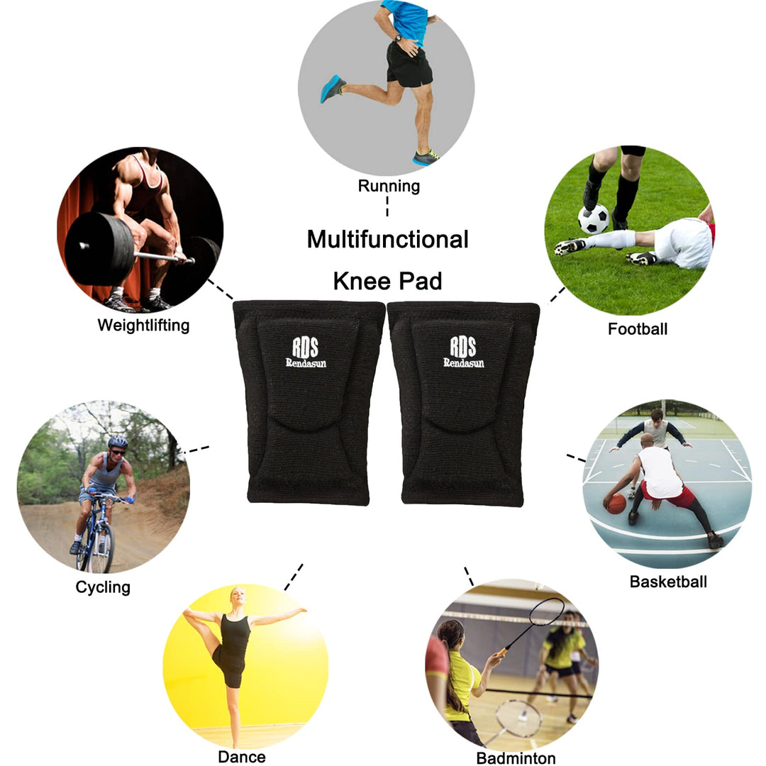 Volleyball Knee Pads, Multifunctional knee pad for Junior Youth, Unisex 1 Pair (Black, Medium)