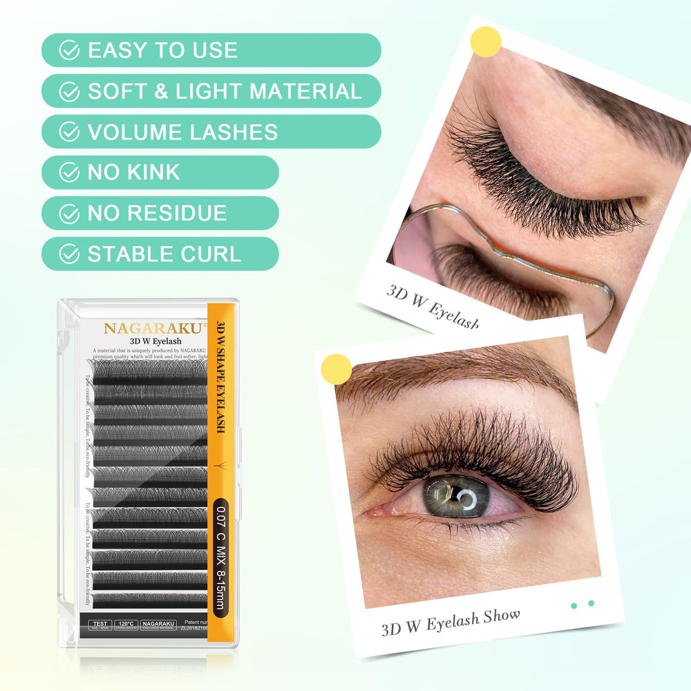 W Eyelash Extension 3D Volume Premade Fan 0.07mm C curl 11mm Faux Mink Matte Black Cluster Easy Fanning yy Eye Lashes