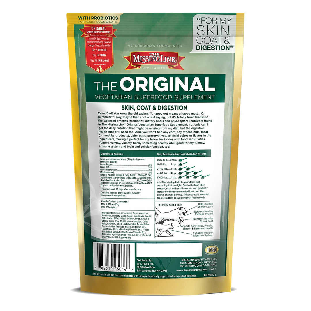 Well-Blend All Natural Vegetarian Omega Superfood Dog & Cat Supplement - Healthy Skin, Coat & Digestion - 1lb