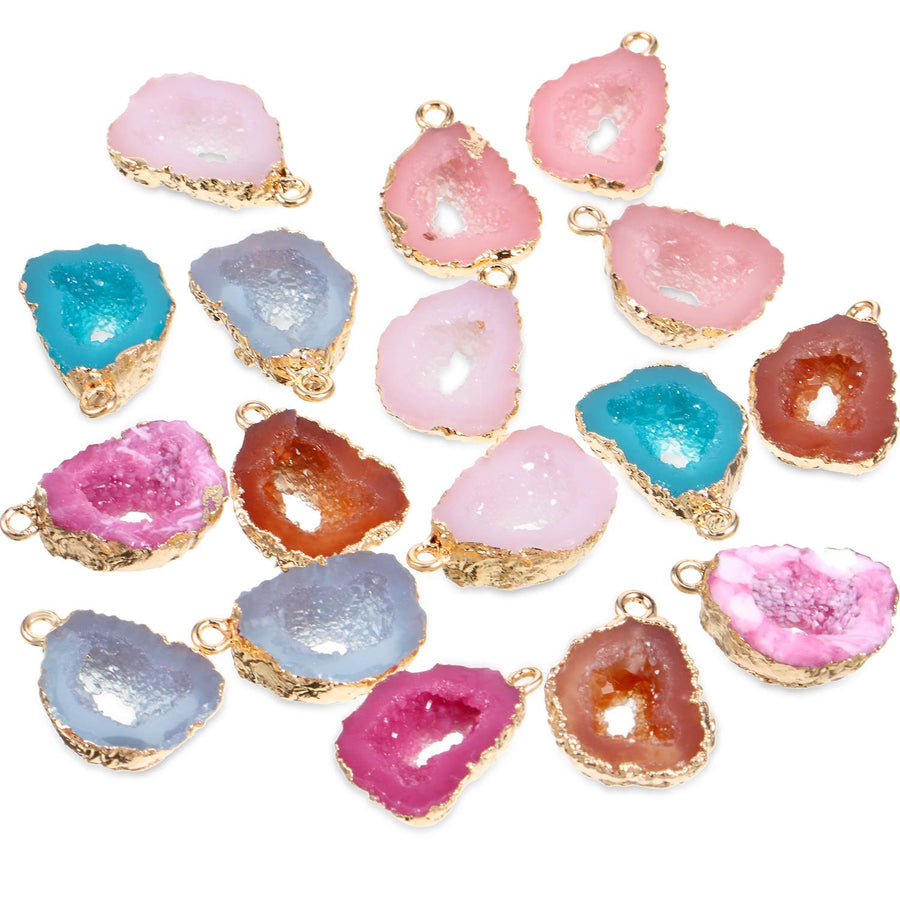 24 Pieces Resin Pendants Beads Charms Pendants Ore-Shaped Pendants Hollowed Beads Pendants Jewelry Findings for Girls Women DIY Necklace Jewelry Making