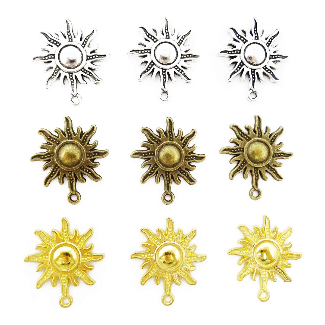 30PCS Antique Alloy Sun Charms Pendant DIY Craft Jewelry Making Accessory