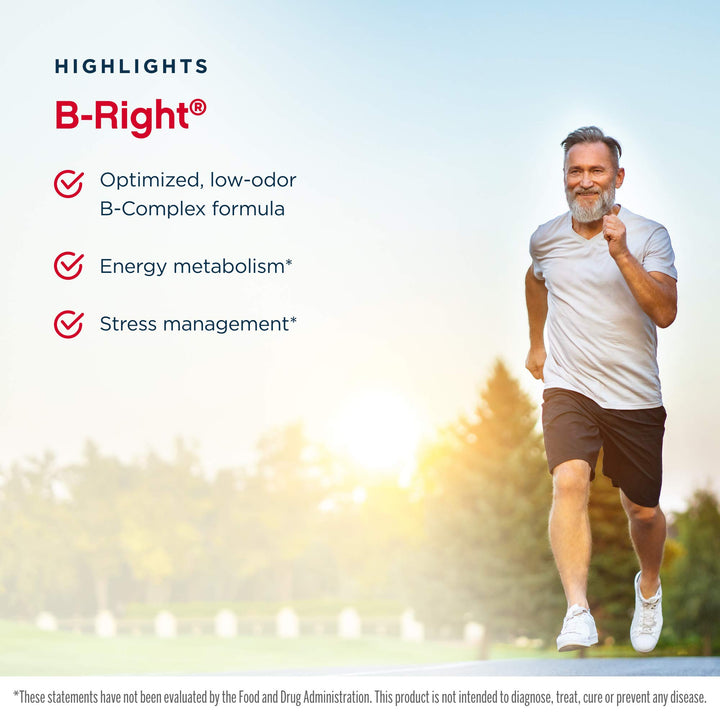 B-Right - 100 Veggie Caps, Pack of 2 - Low-Odor Vitamin B-Complex Formula - Energy & Metabolism Support - Promotes Brain, Heart & Cardiovascular Health - 100 Count (Pack of 2)