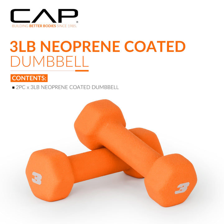 Neoprene Dumbbell Weights, 3 lb Pair, Spiced Orange
