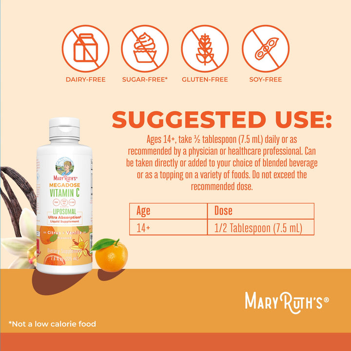Liposomal Vitamin C | Immune Support Supplement | Megadose Vitamin C Supplement 500mg | Skin Care | Liquid Vitamin C | Vitamin E | Vegan | Non GMO | 30 Servings