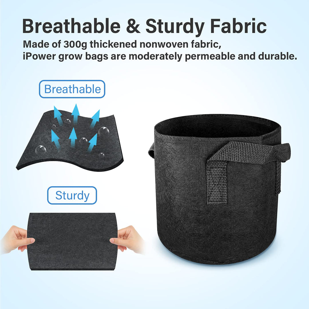 3 Gallon 10 Pack Grow Bags Nonwoven Fabric Pots Aeration Container with Strap Handles for Garden and Planting, 10-Pack Black, 3 Gallon