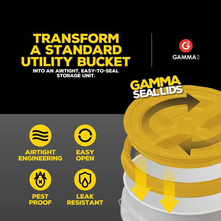 Gamma Seal Lid for Utility Buckets - Fits 3.5, 5, 6 & 7 gallon buckets, Yellow, Made in USA