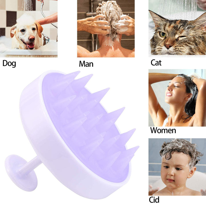 2pcs Silicone Shampoo Brush Scalp Exfoliator Brush for Scalp Scrubber Dandruff Remove, White Green