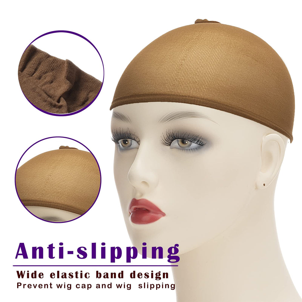 Wig Cap 6 Pieces Nylon Wig Cap for Women for Wig Making Stocking Cap for Wigs Dark Brown Stocking Wig Cap Bald Cap for Wig Unisex (Wig Cap Dark Brown)