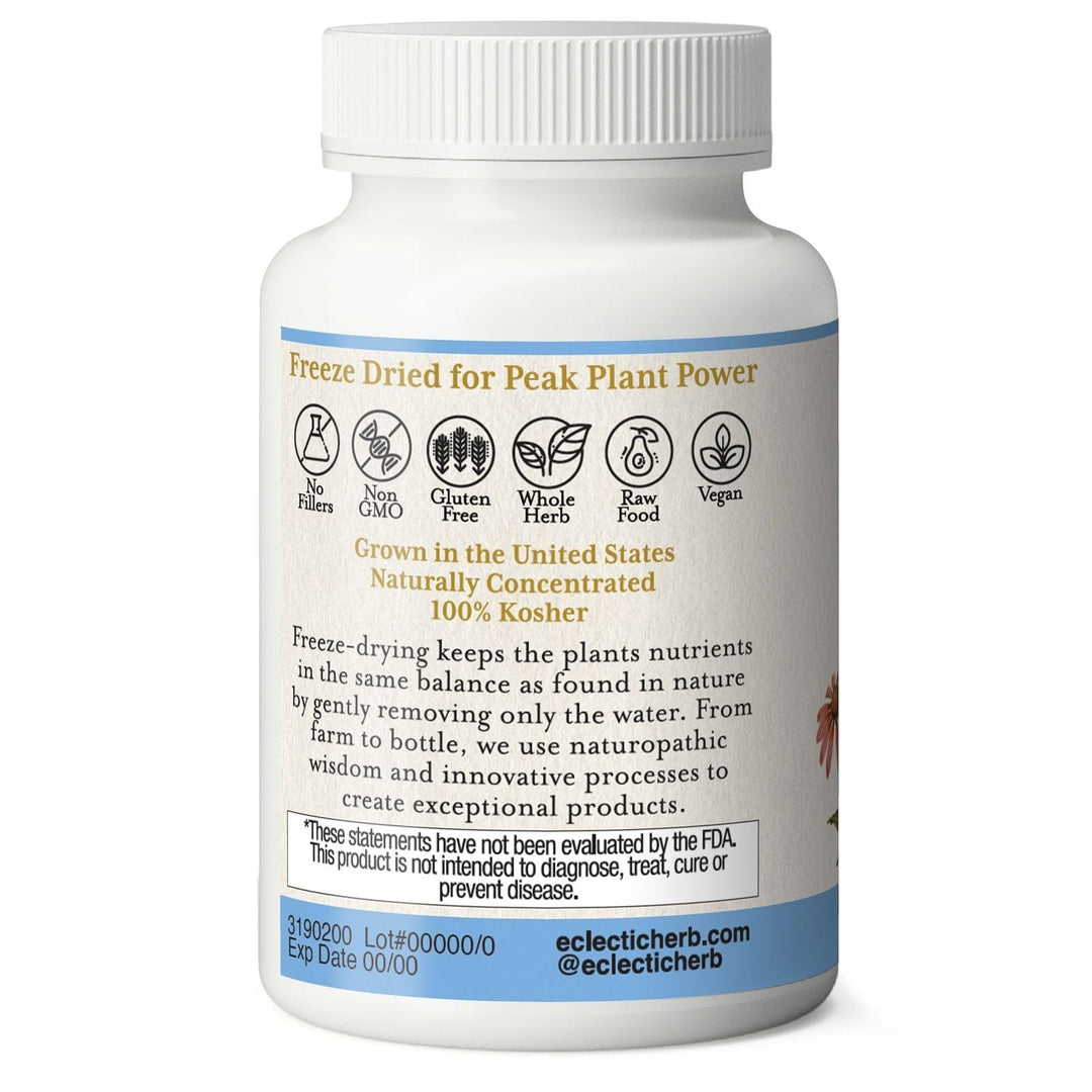 Eclectic Institute Raw Fresh Freeze-Dried Non-GMO Echinacea - Goldenseal | Immune, Respiratory, and Digestive Health | 90 CT (350 mg)