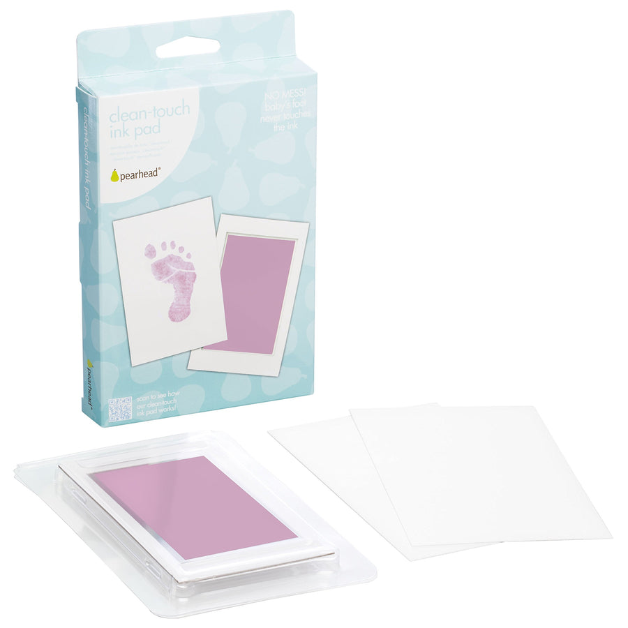 Newborn Baby Handprint Or Footprint Clean-Touch Ink Pad Kit, No Mess Baby Safe Print Kit, Newborn Keepsake, 2 Impression Cards, Small Size, Pink