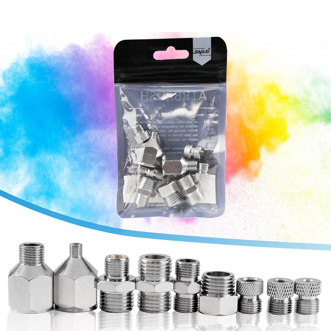 9pcs Airbrush Adapter Set Air Brush Fitting Connector Kit Airbrush Accessories for Mini Air Compressor and Air Hose Supplies