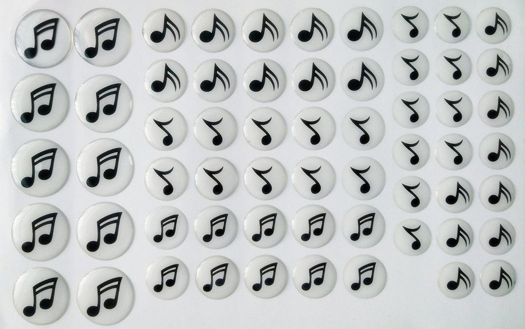 Set of 60pcs Round Musical Epoxy Sticker,Clear Round Epoxy Domes with Black Print