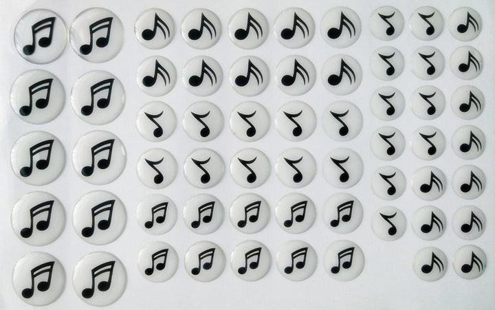 Set of 60pcs Round Musical Epoxy Sticker,Clear Round Epoxy Domes with Black Print