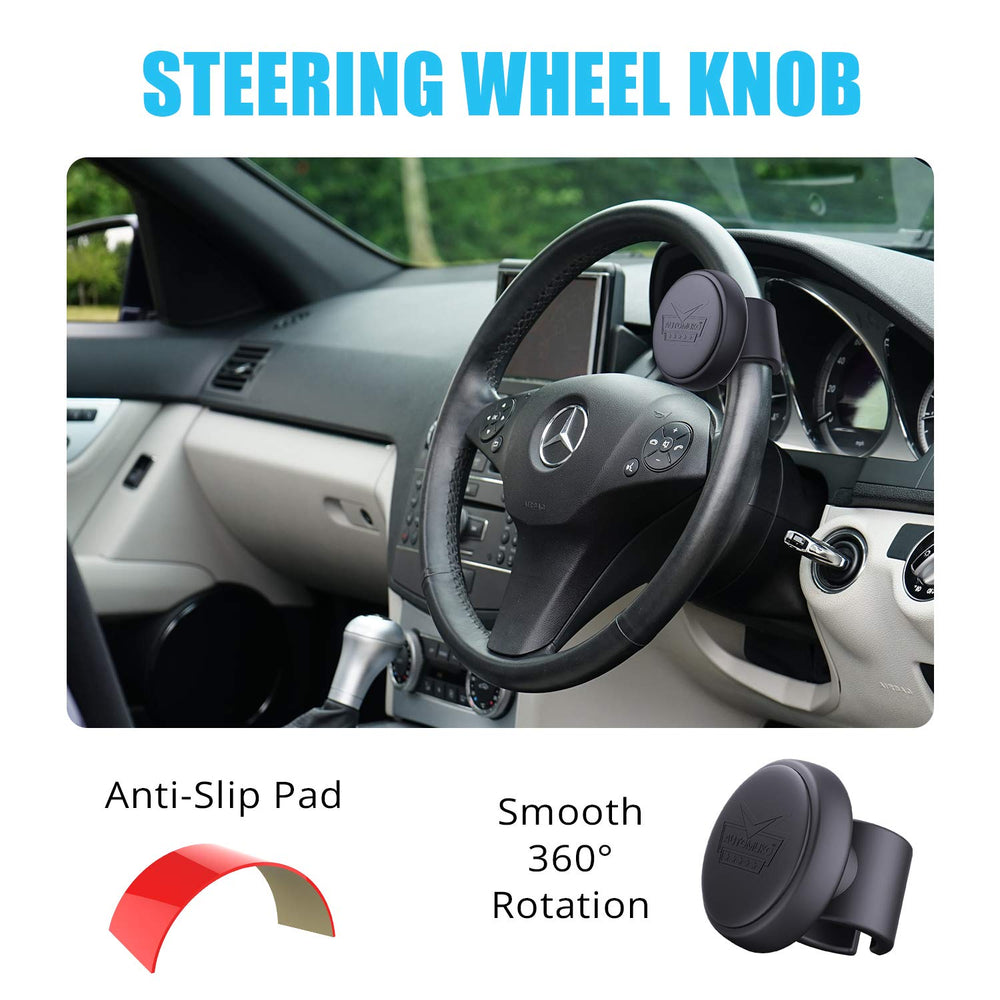 Steering Wheel Spinner, Silicone Power Handle, Steering Wheel knob, Easy Installation No Tools Required (Black)