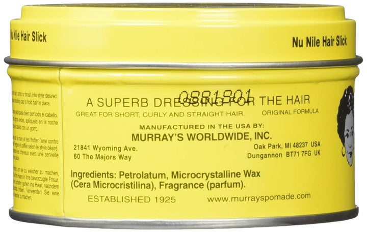 Nu Nile Hair Slick Dressing Pomade 3oz Jar